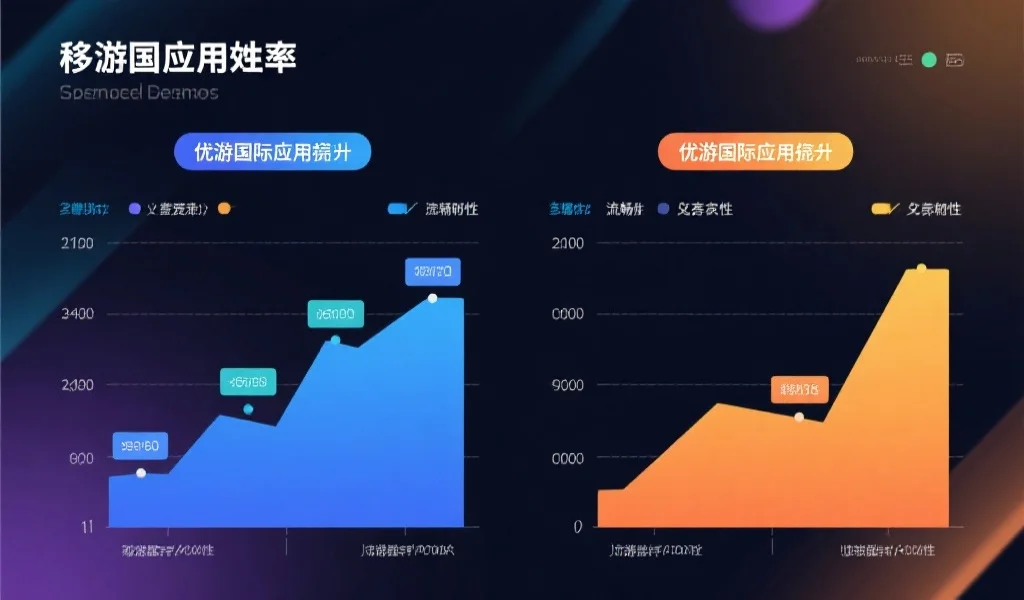 抽象图展示移动应用性能对比,优游国际应用表现突出,图表中突出流畅性和兼容性